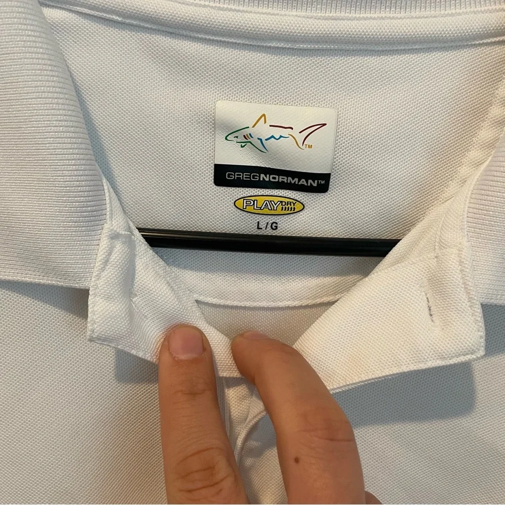 Greg Norman Collection Golf White Long Sleeve Polo Shirt Men’s Size Large - Picture 3 of 6